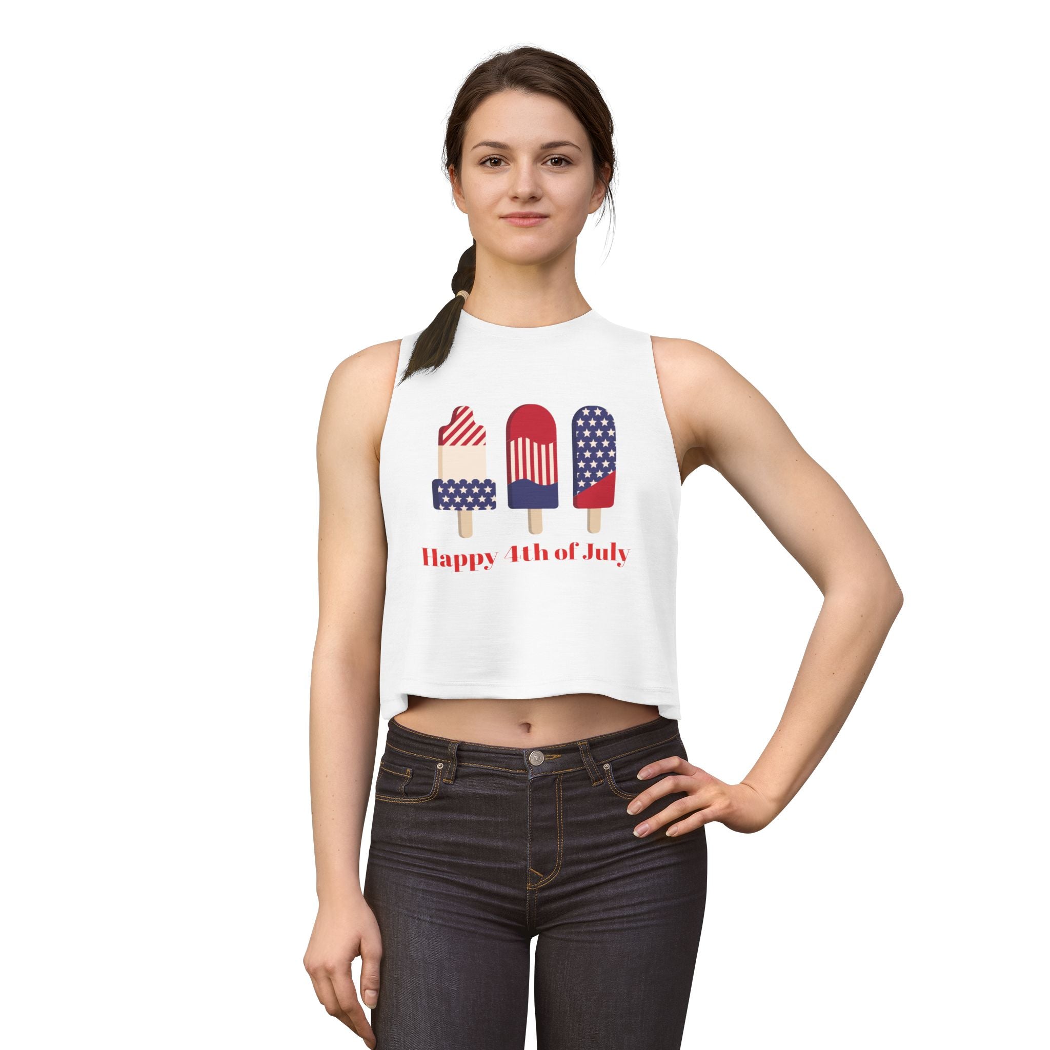 4th of July Popsicle Crop Top — Happy 4th of July Patriotic Tank