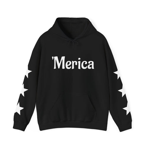 America 250 Celebration Hoodie — Patriotic Red & Blue Star Sleeve Sweatshirt