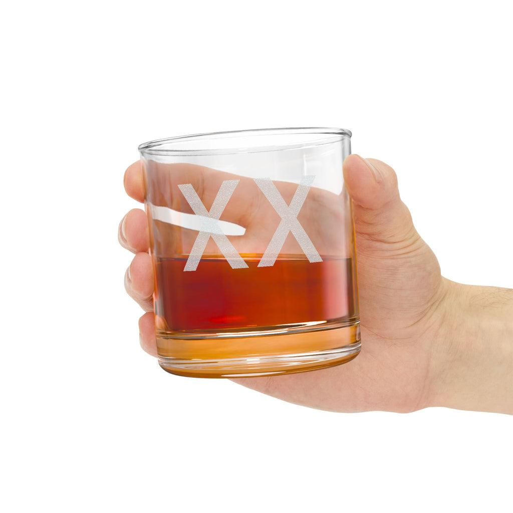 Engraved Whiskey Glass 10.5 oz — Personalized Double-X Rocks Tumbler