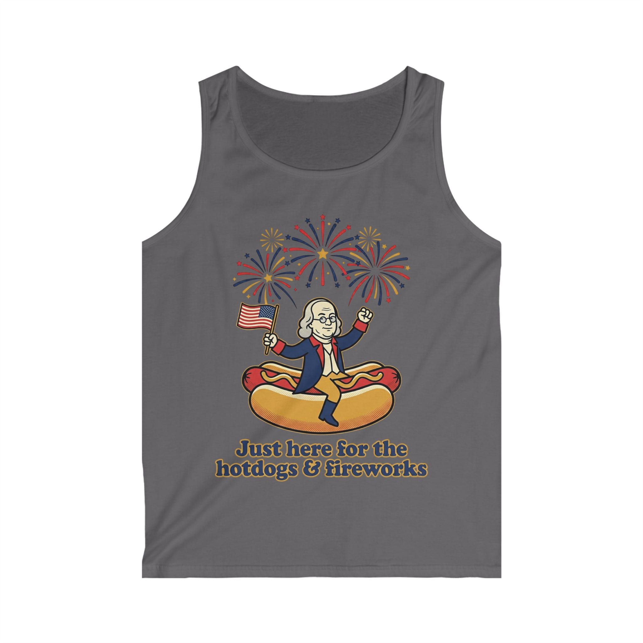 Fourth of July Hotdog Tank Top — "Just here for the hotdogs & fireworks"