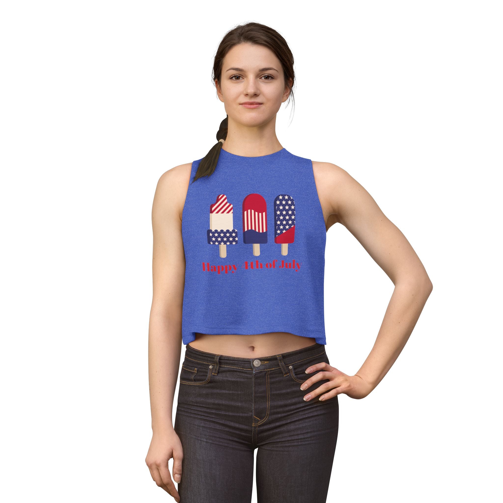 4th of July Popsicle Crop Top — Happy 4th of July Patriotic Tank