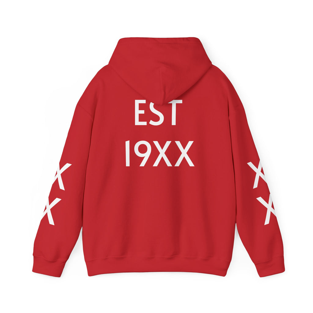 Hoodie — Minimal 'EST 19XX' Back Print with Sleeve X Marks