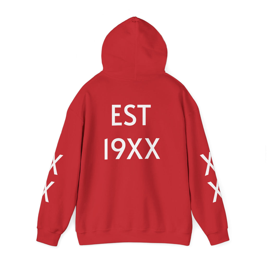 Hoodie — Minimal 'EST 19XX' Back Print with Sleeve X Marks