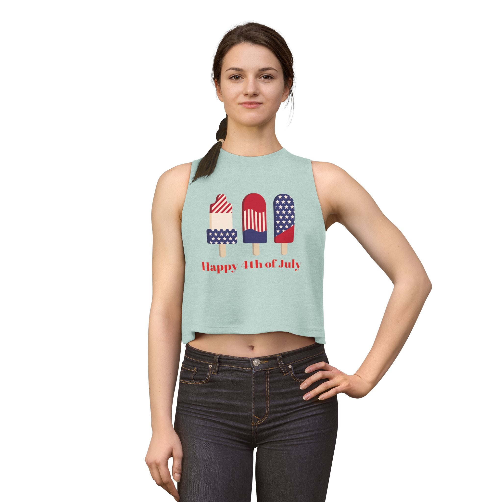 4th of July Popsicle Crop Top — Happy 4th of July Patriotic Tank